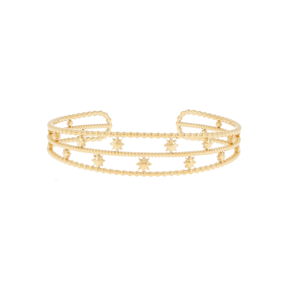 Bracciale rigido regolabile con stelle a otto punte