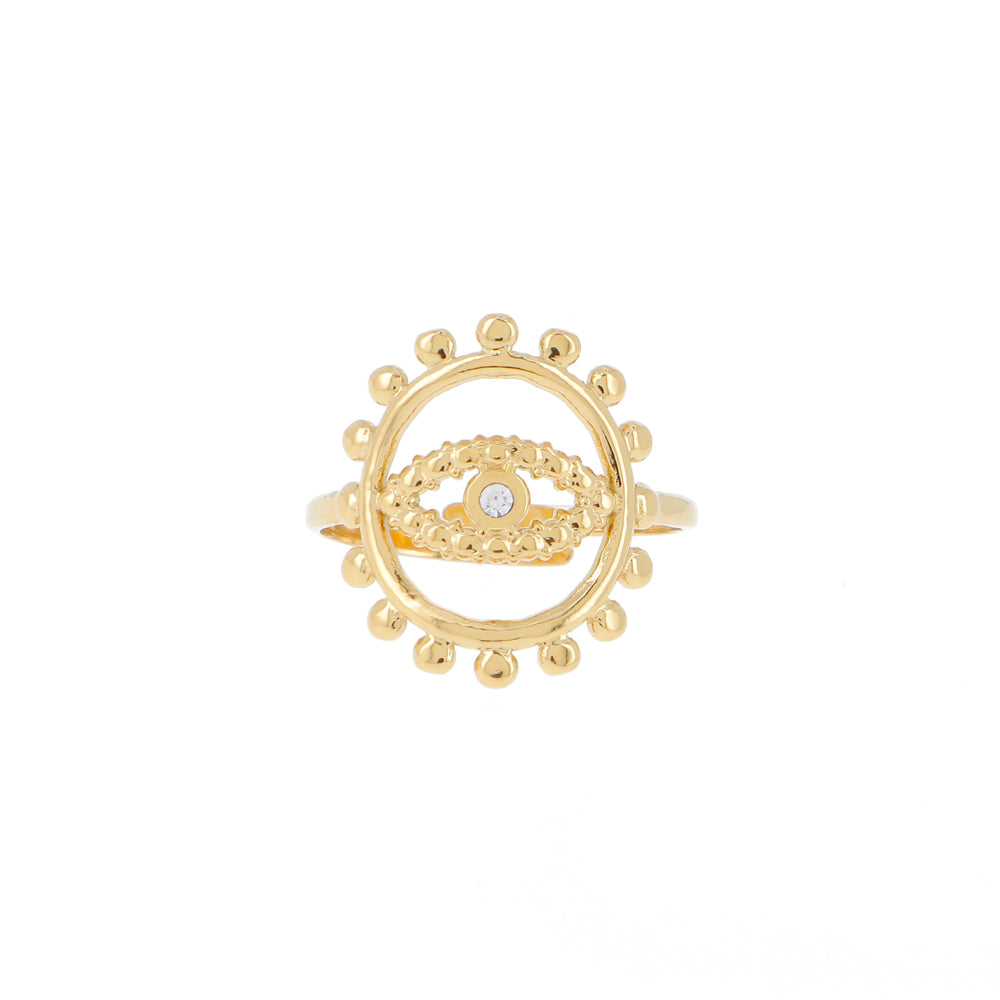 Anello regolabile con corona barocca e occhio