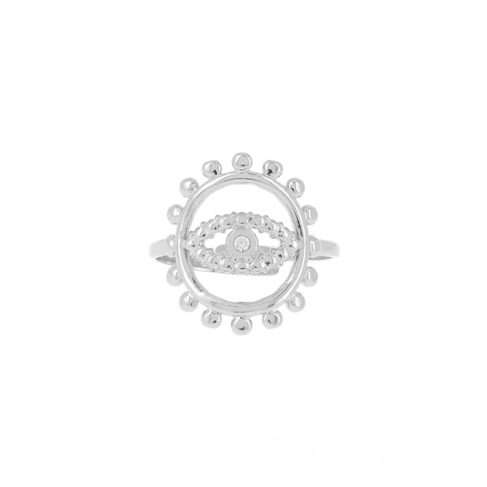 Anello regolabile con corona barocca e occhio