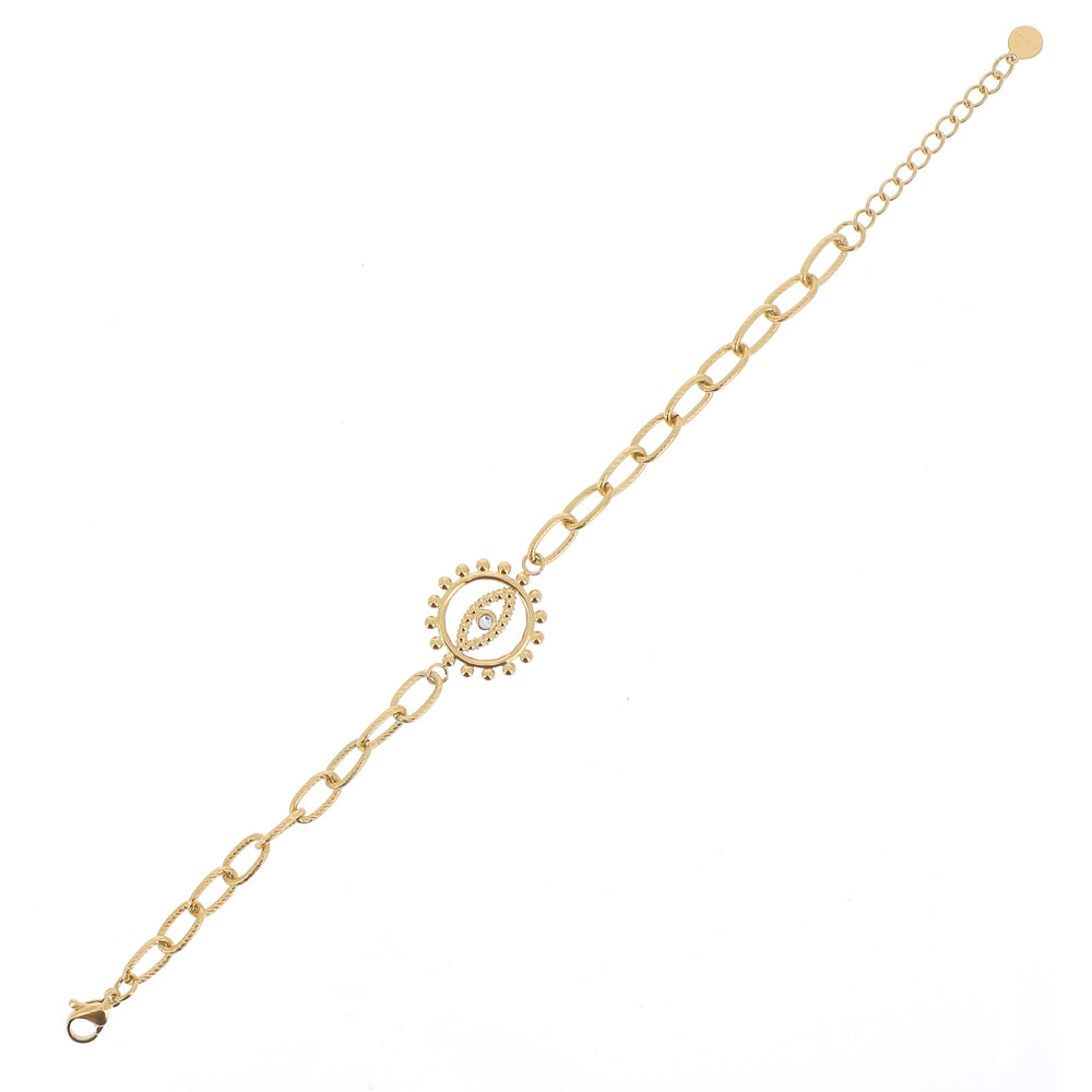 Bracciale regolabile con maglia in catena e strass