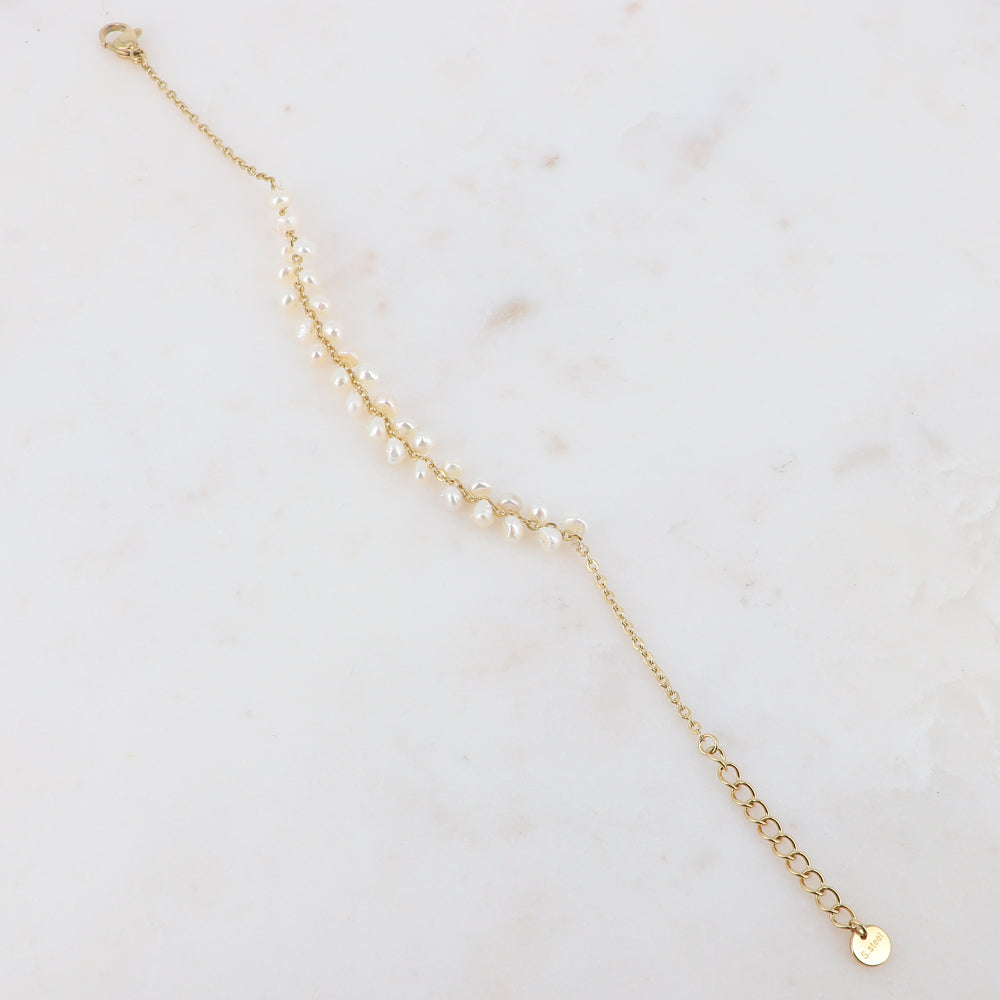 Bracciale semi rigido regolabile con perle di fiume