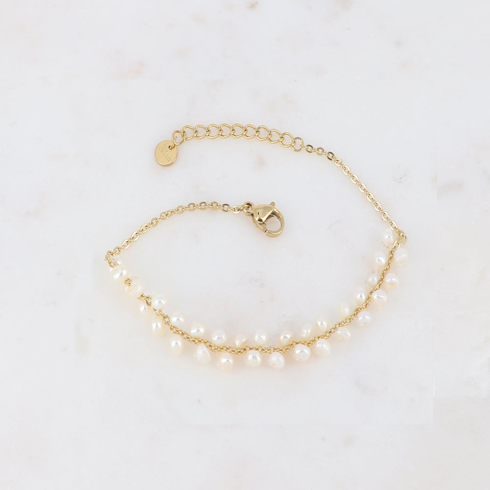 Bracciale semi rigido regolabile con perle di fiume