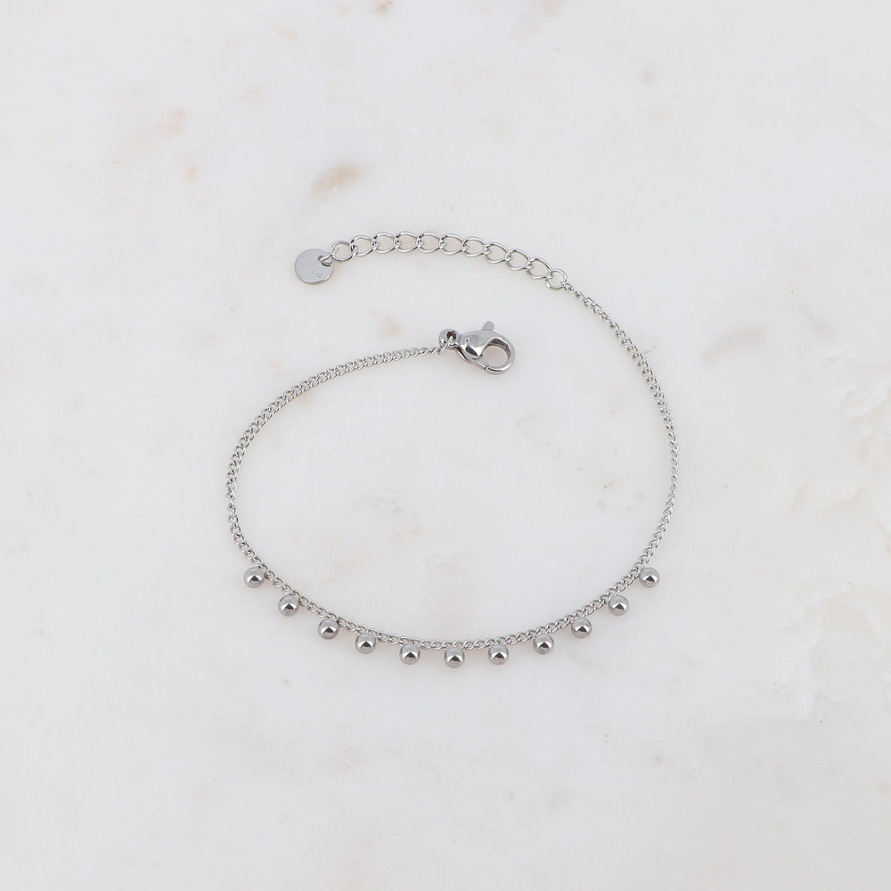 Bracciale regolabile in acciaio con piccole sfere