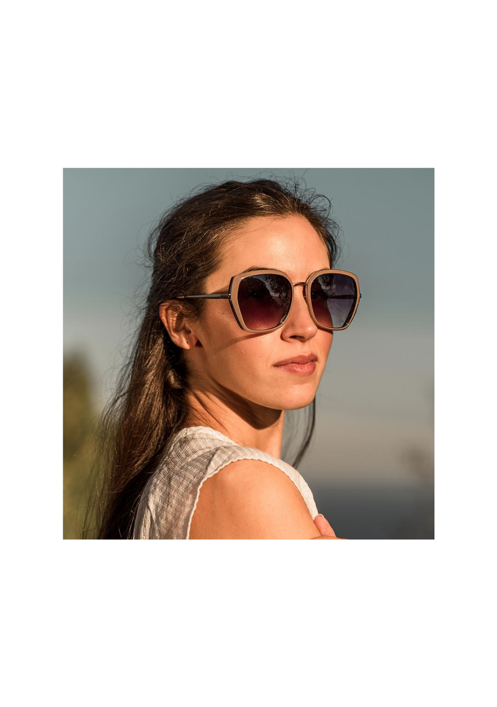 Occhiali da sole in policarbonato grandi Oliva OLI8 Taupe Black