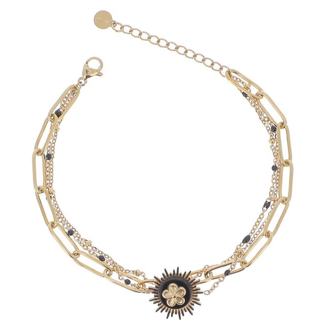 Bracciale regolabile multi filo con perline e pietra dura