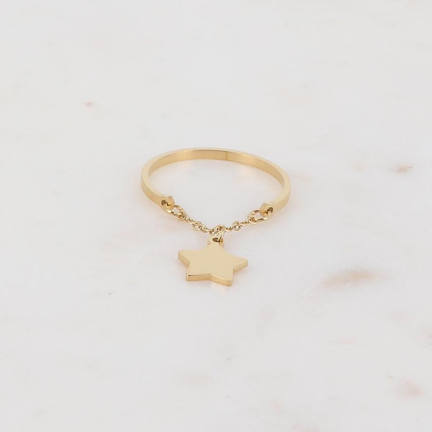 Anello regolabile con maglia in catena e ciondolo stella