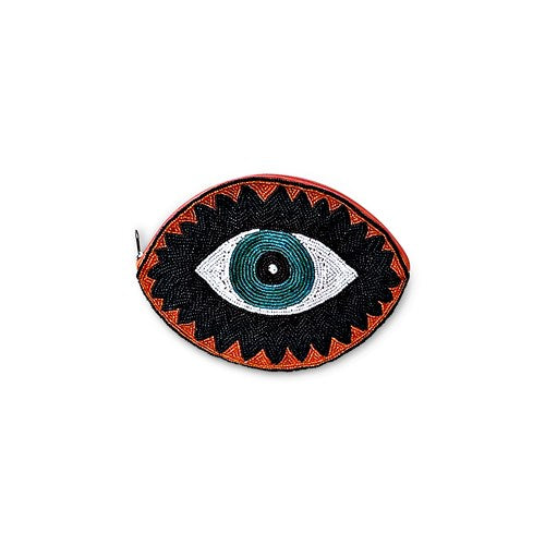Pochette clutch con occhio ricamo perline