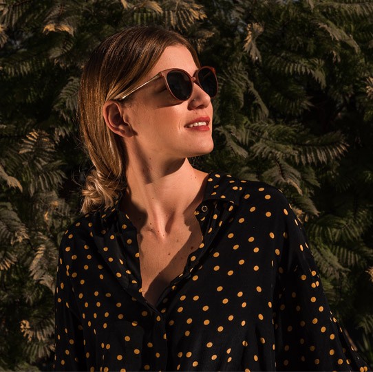 Occhiali da sole in policarbonato cat-eye Angèle ANG83 Mate Amber