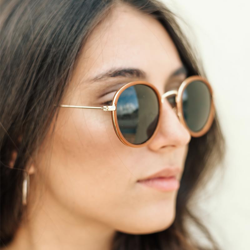 Occhiali da sole in policarbonato tondi Blackbird BB80 Marrone crema