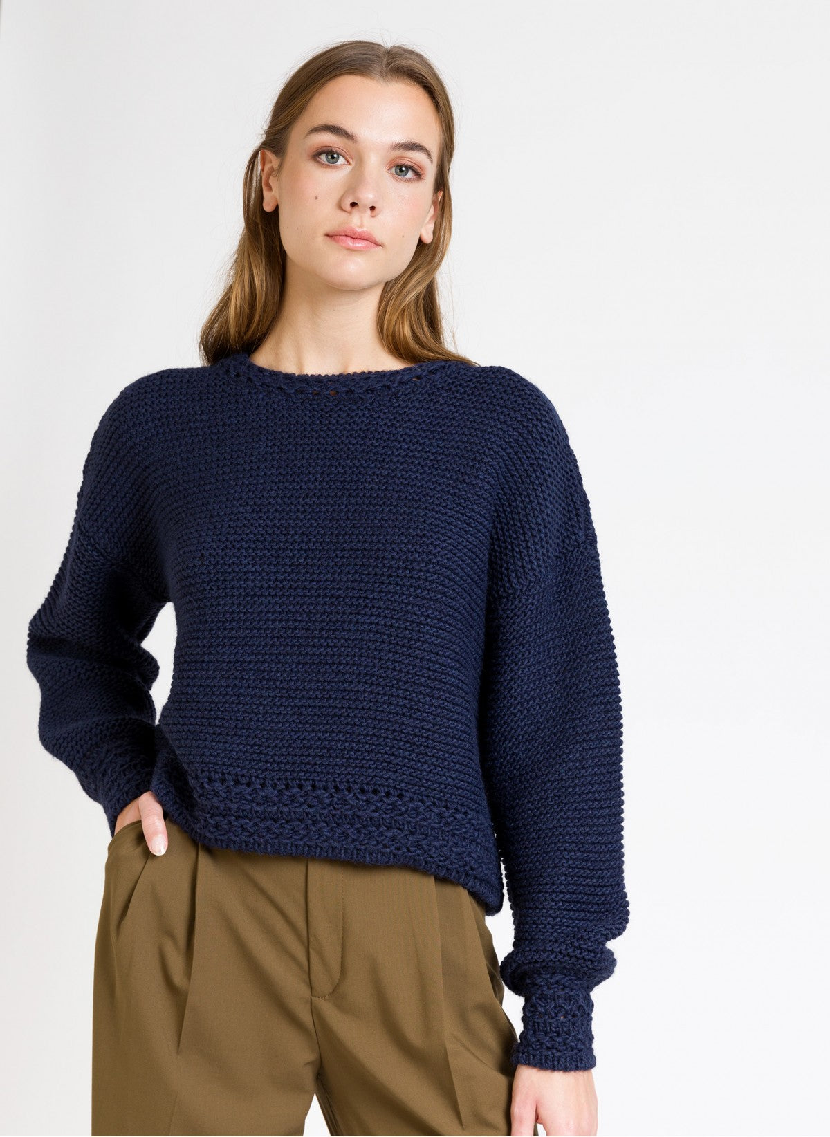 Pull maglia spessa blu