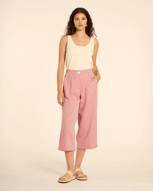 Pantalone culotte a righe rosse