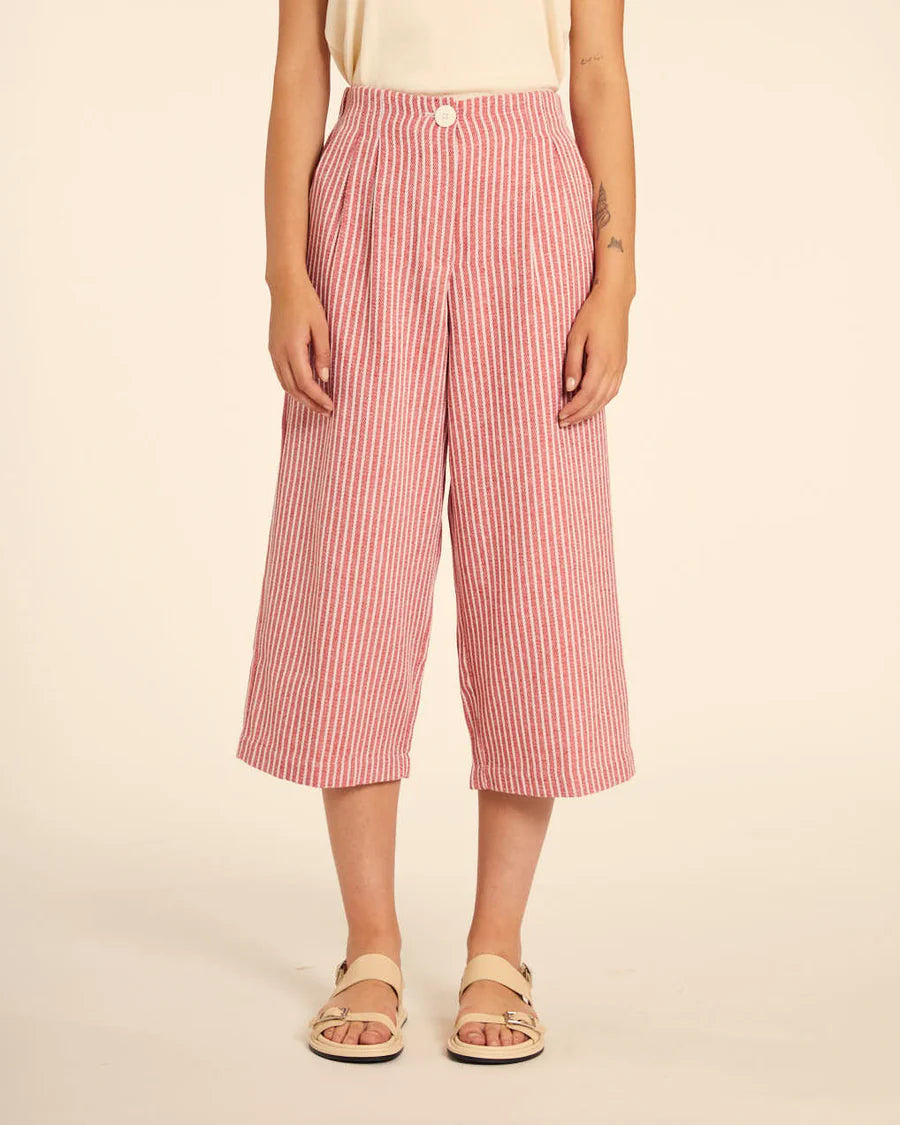 Pantalone culotte a righe rosse