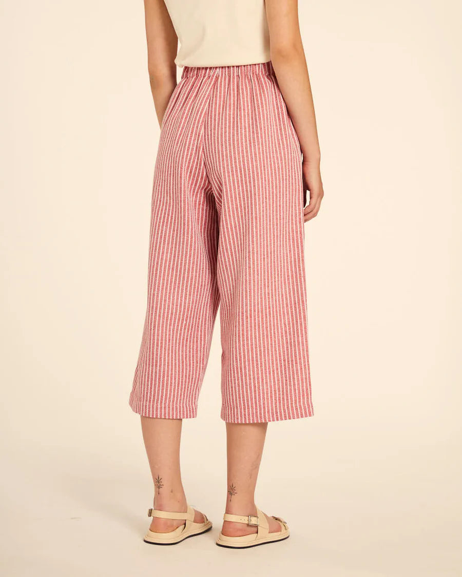 Pantalone culotte a righe rosse