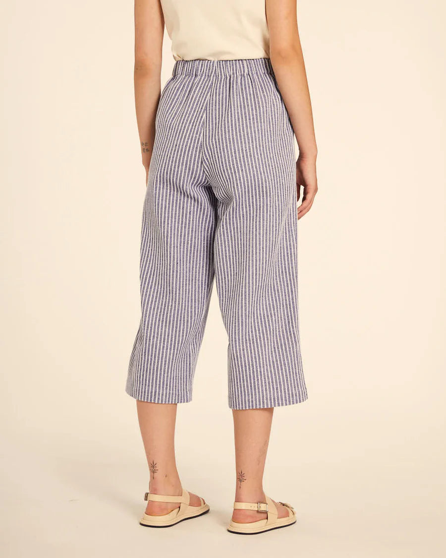 Pantalone culotte a righe azzurre