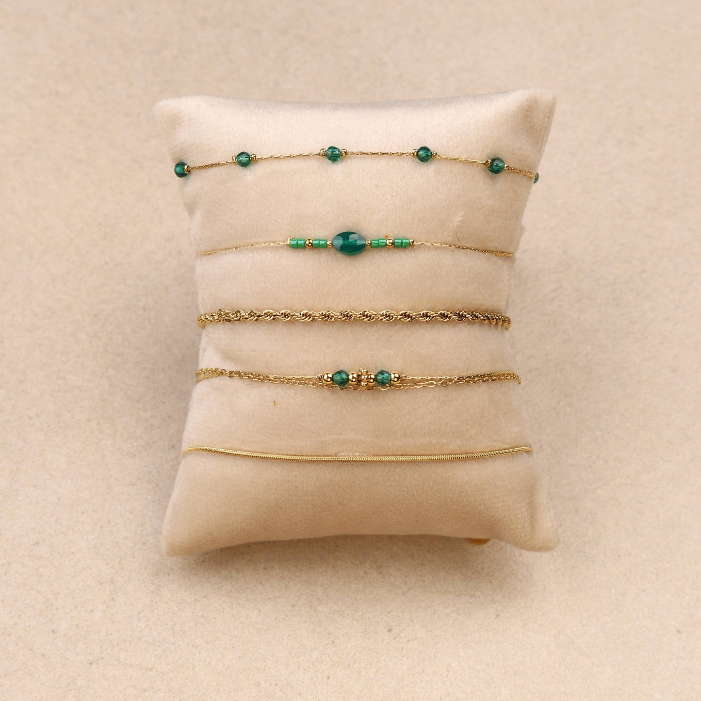 Set di 10 braccialetti in acciaio (verde)