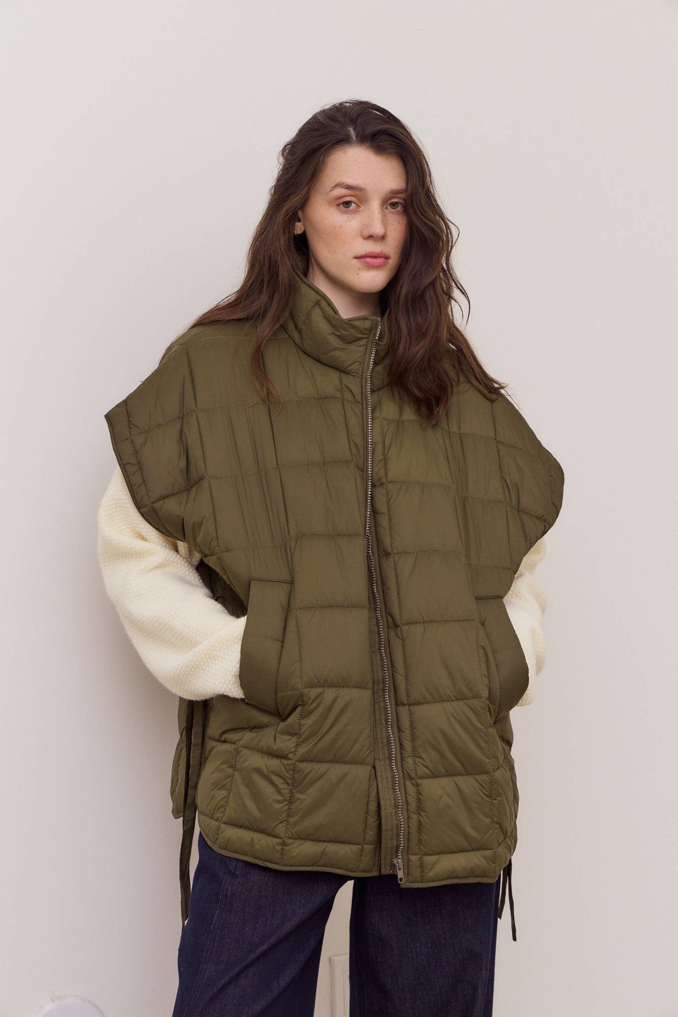 80416 - GILET IMBOTTITO TRAPUNTATO CON ZIP E COLLO ALTO