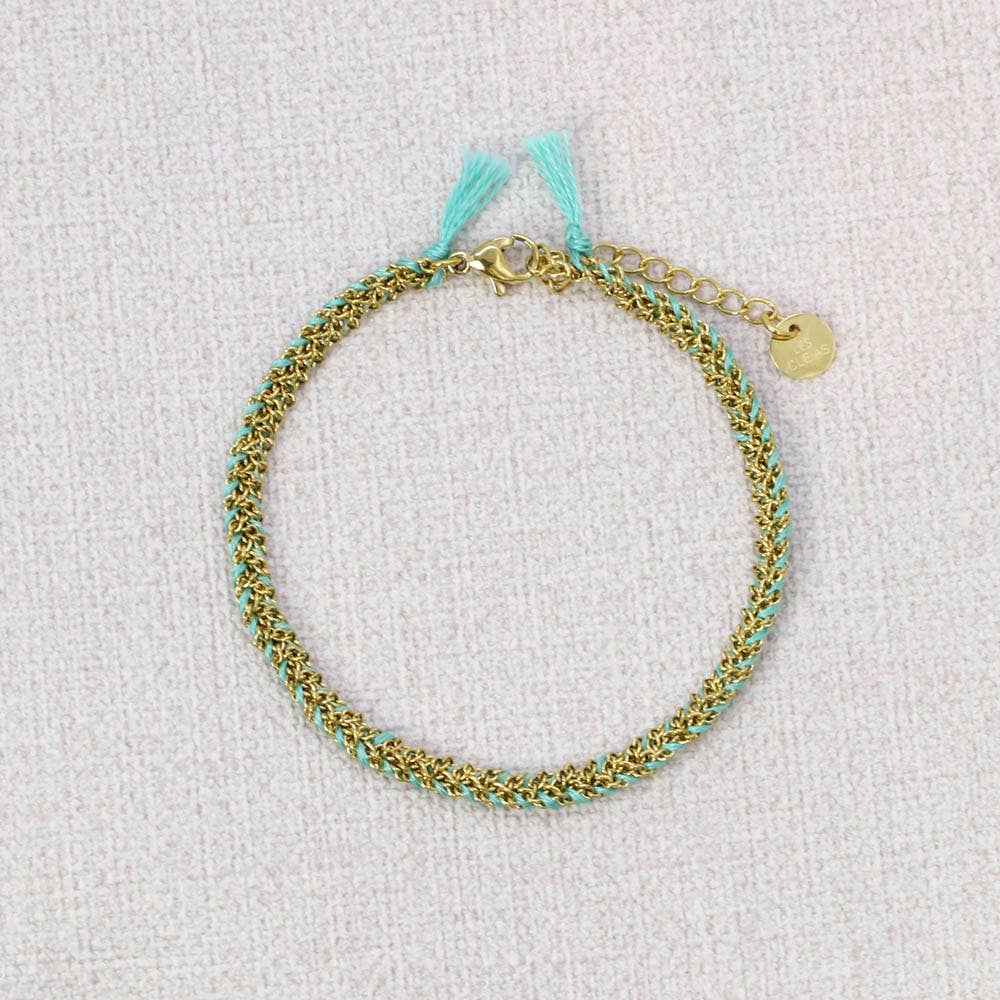 Bracciale Amelle in acciaio intrecciato con fili colorati