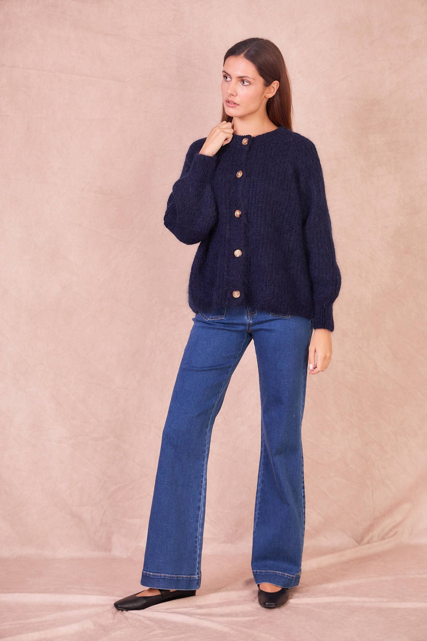 Cardigan in Misto Mohair con Bottoni