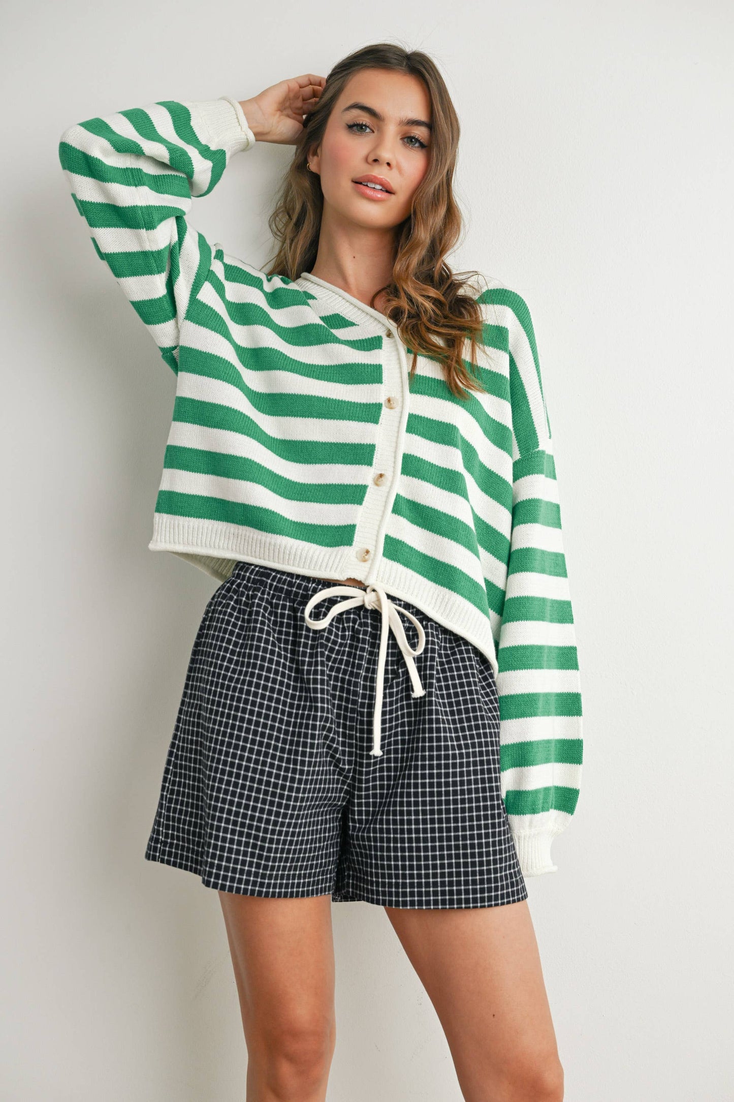 Maglione a righe con bottoni sul davanti - BMC7683