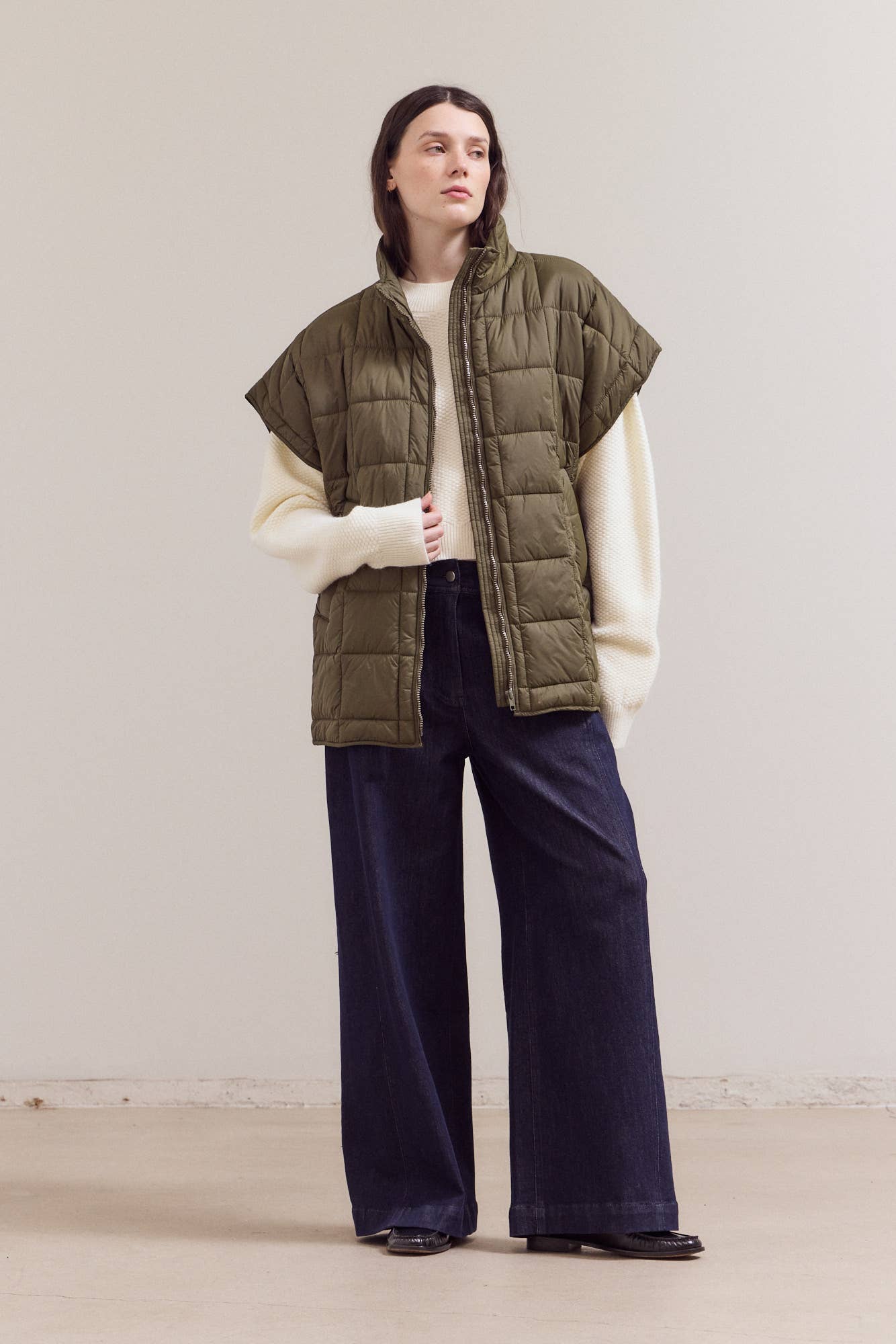 80416 - GILET IMBOTTITO TRAPUNTATO CON ZIP E COLLO ALTO