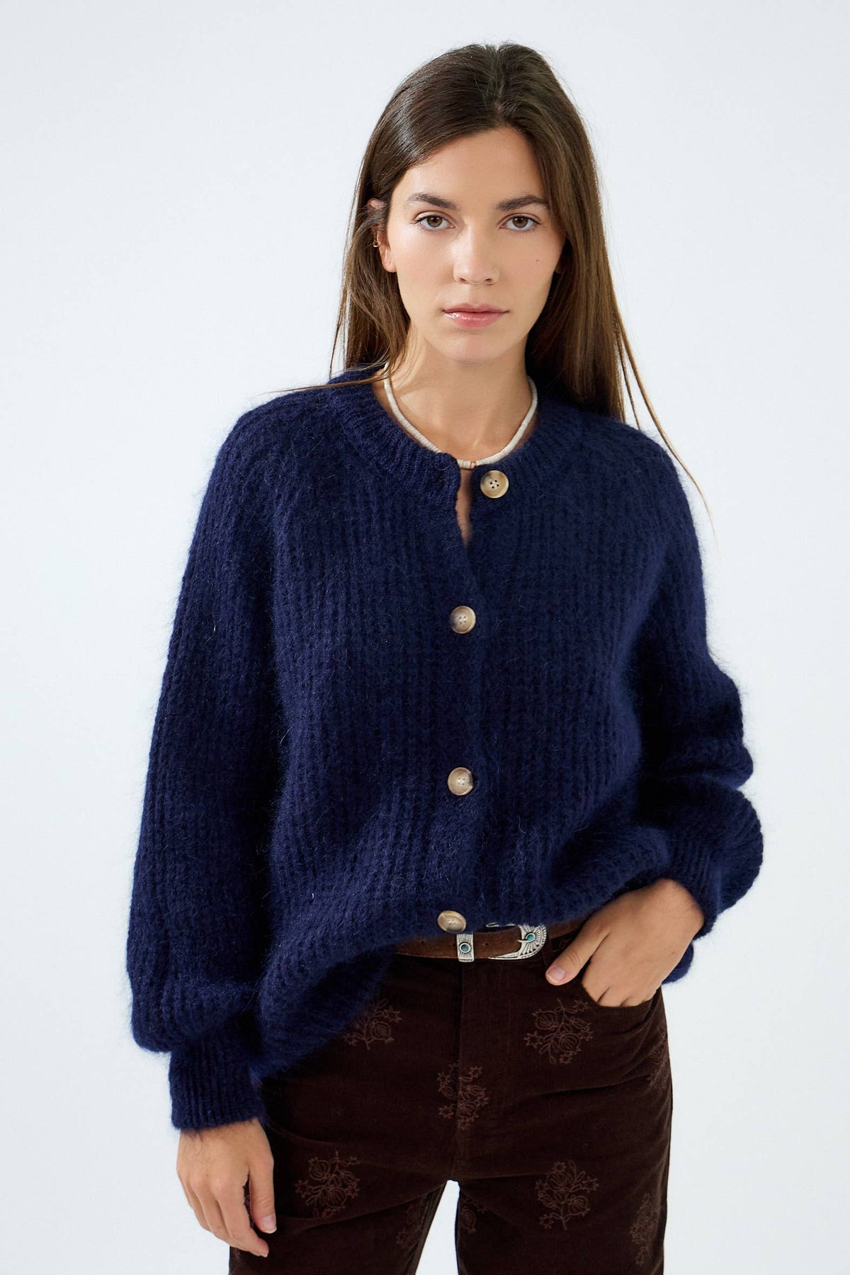 Cardigan in mohair testurizzato