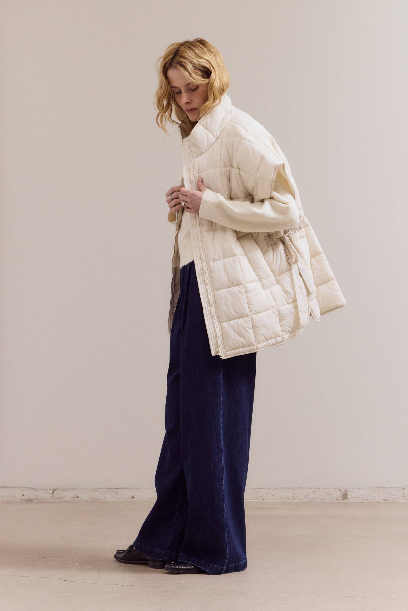 80416 - GILET IMBOTTITO TRAPUNTATO CON ZIP E COLLO ALTO