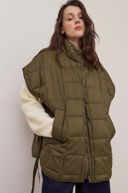 80416 - GILET IMBOTTITO TRAPUNTATO CON ZIP E COLLO ALTO
