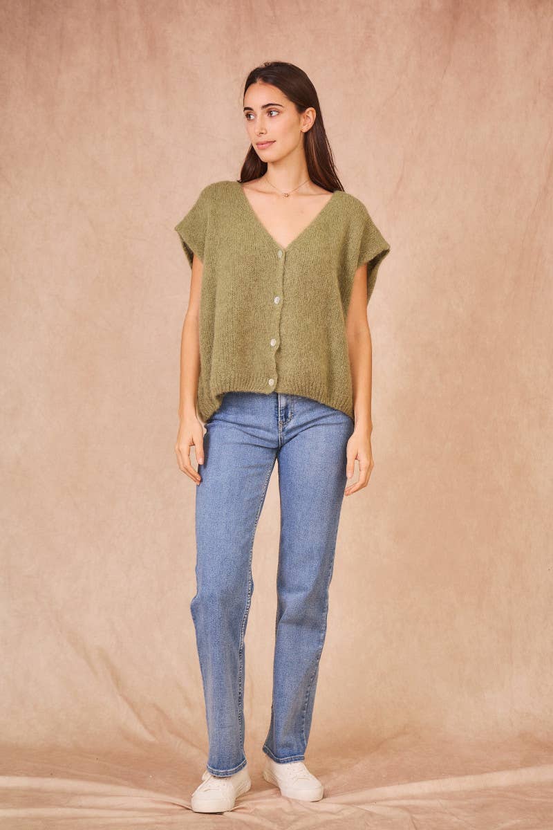 Cardigan Senza Maniche in Kid Mohair