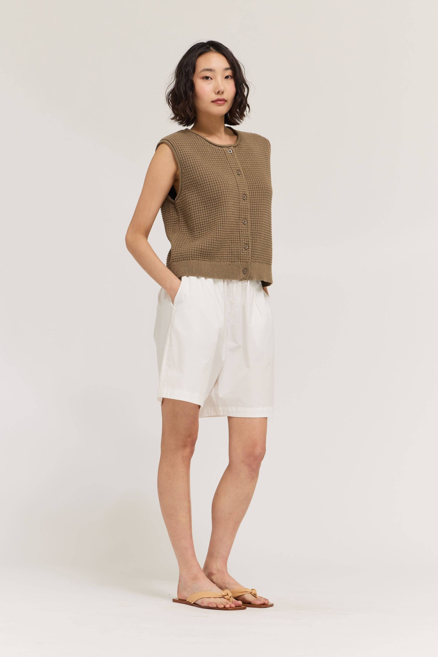 42156 - GILET A MAGLIA CON MOTIVO A QUADRI