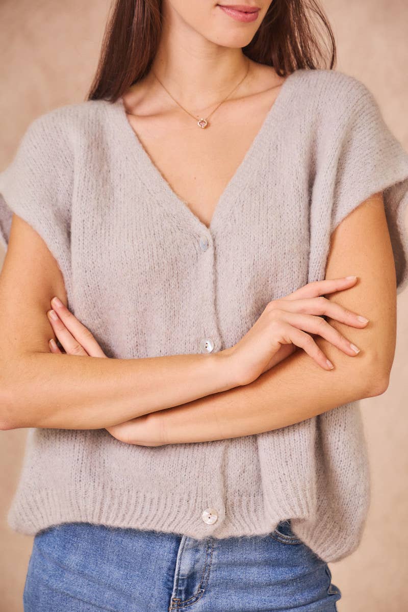 Cardigan Senza Maniche in Kid Mohair