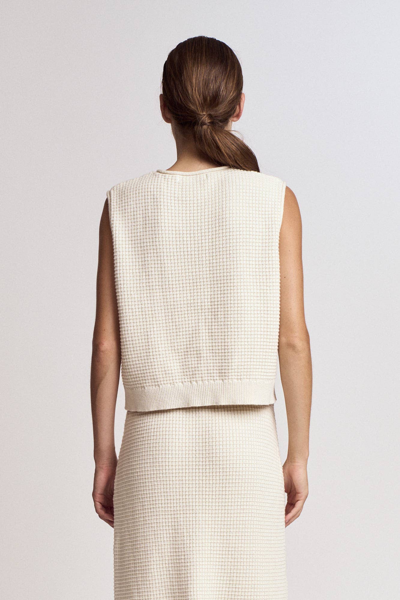 42156 - GILET A MAGLIA CON MOTIVO A QUADRI
