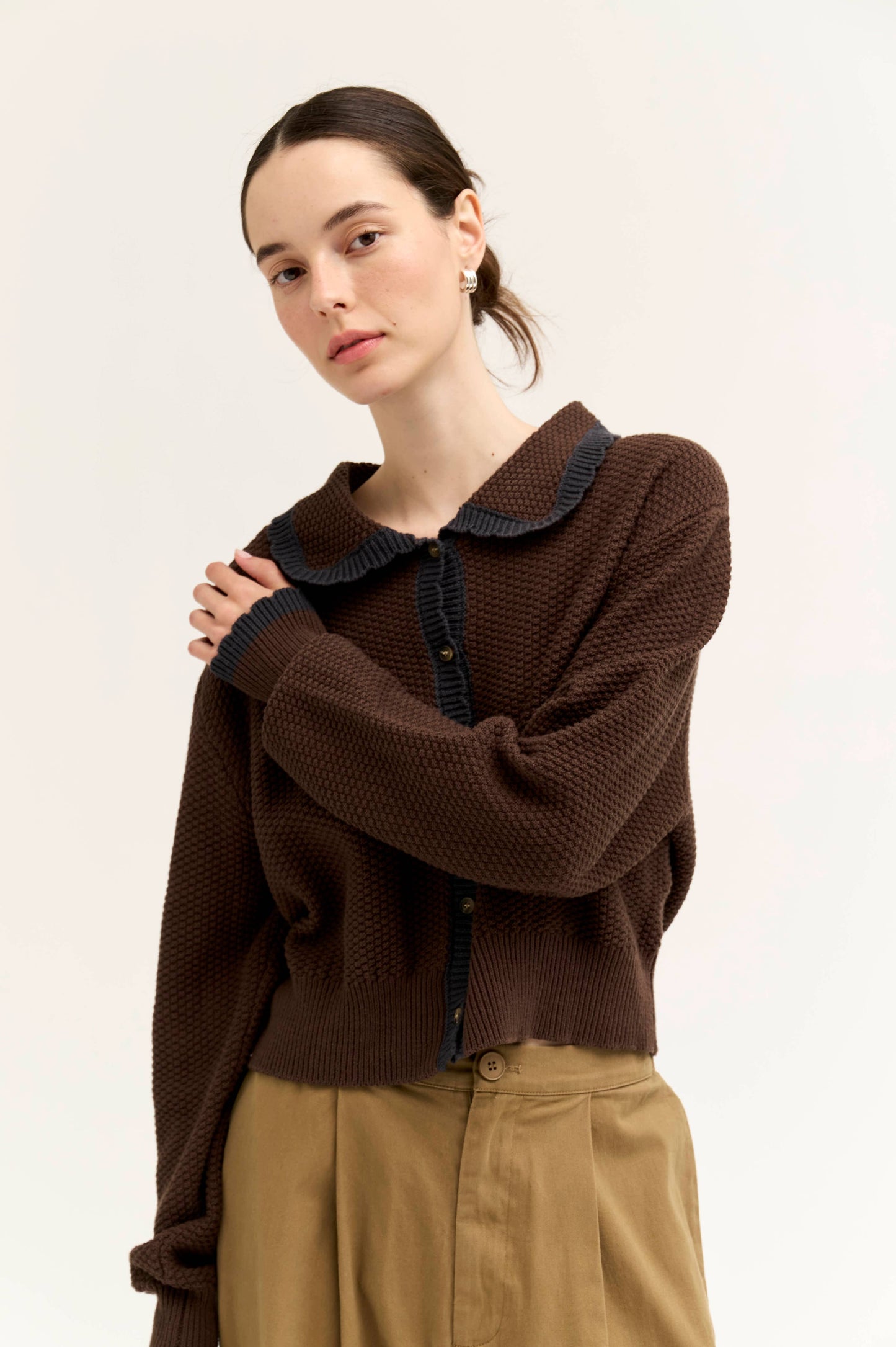 80526 - CARDIGAN CON BORDO SMERLATO