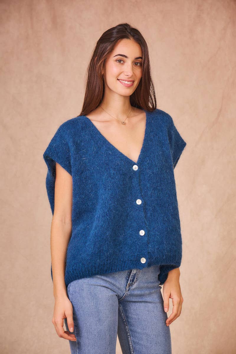 Cardigan Senza Maniche in Kid Mohair