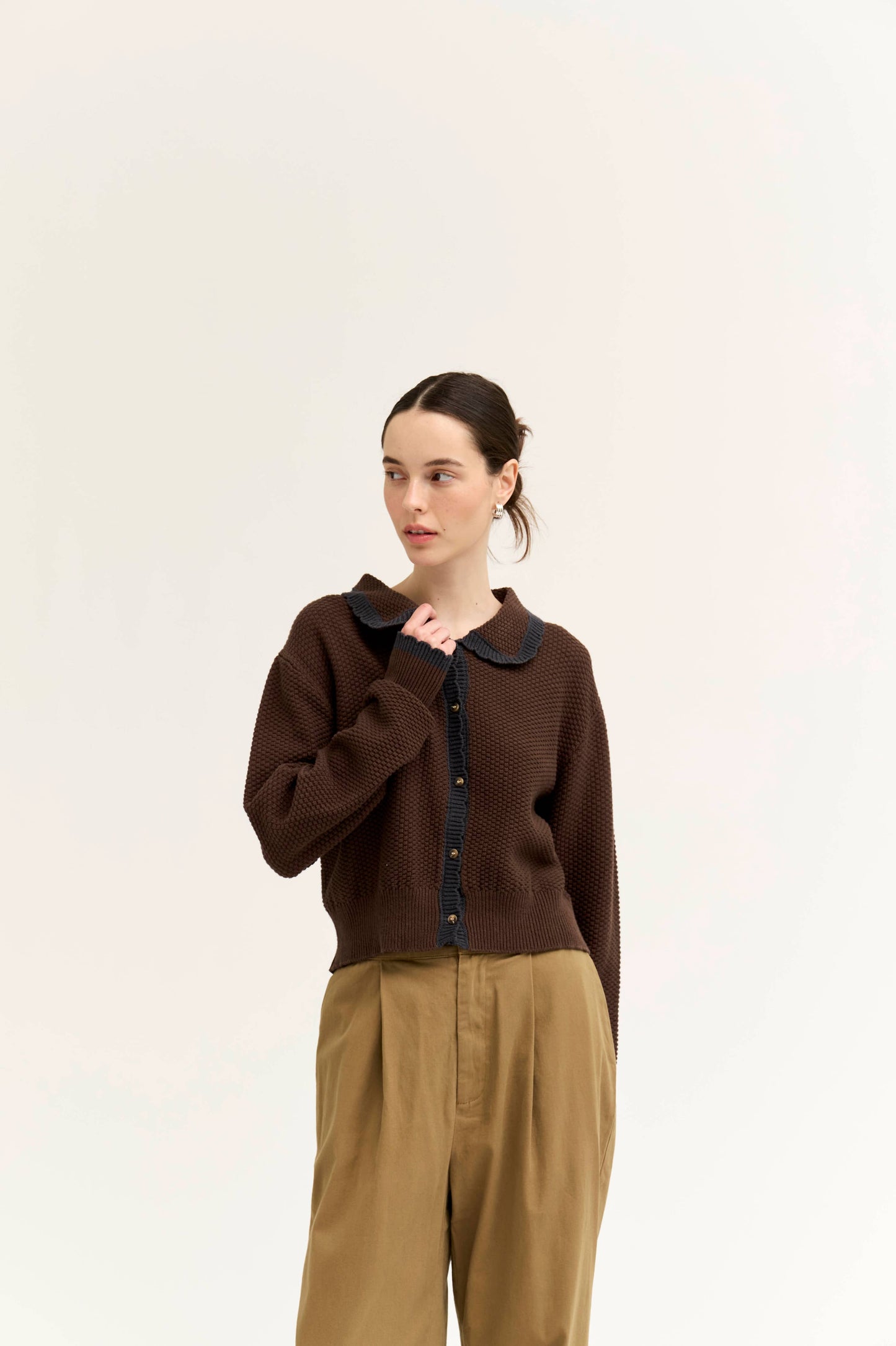 80526 - CARDIGAN CON BORDO SMERLATO