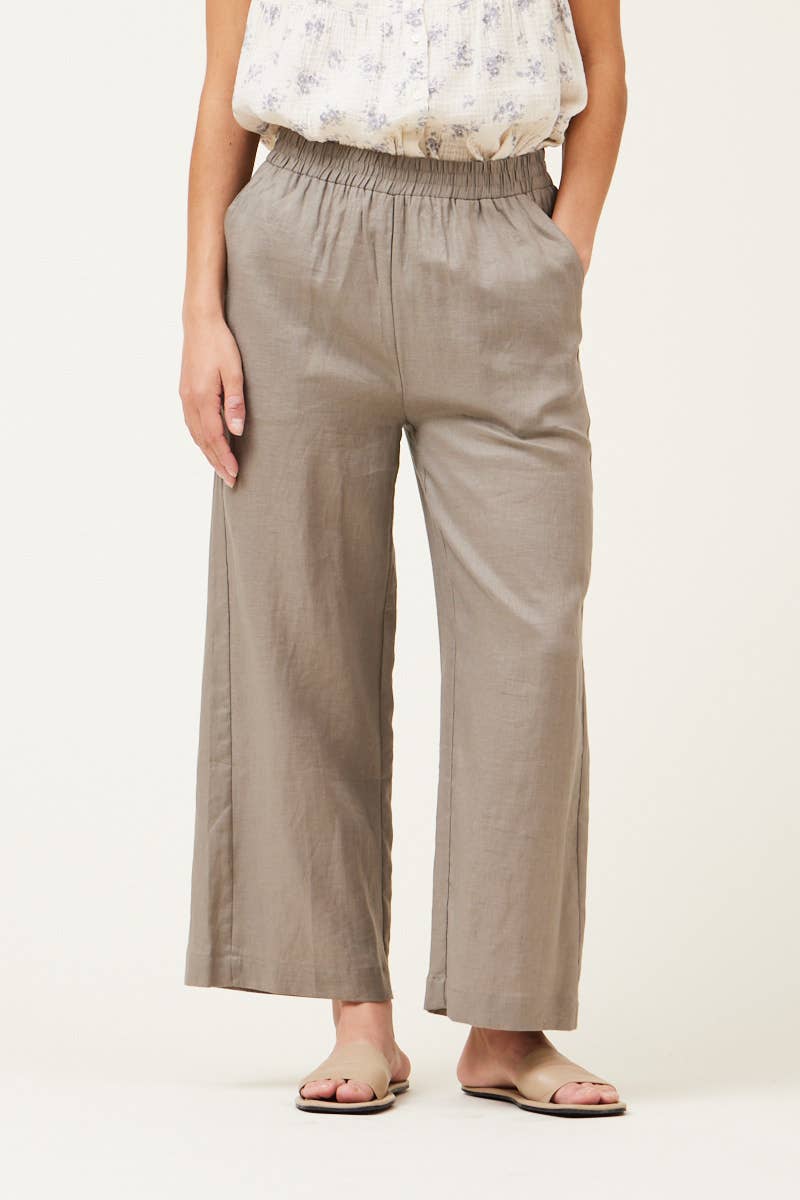 50294LN - PANTALONE PULL ON IN LINO: OMBRA / MEDIO