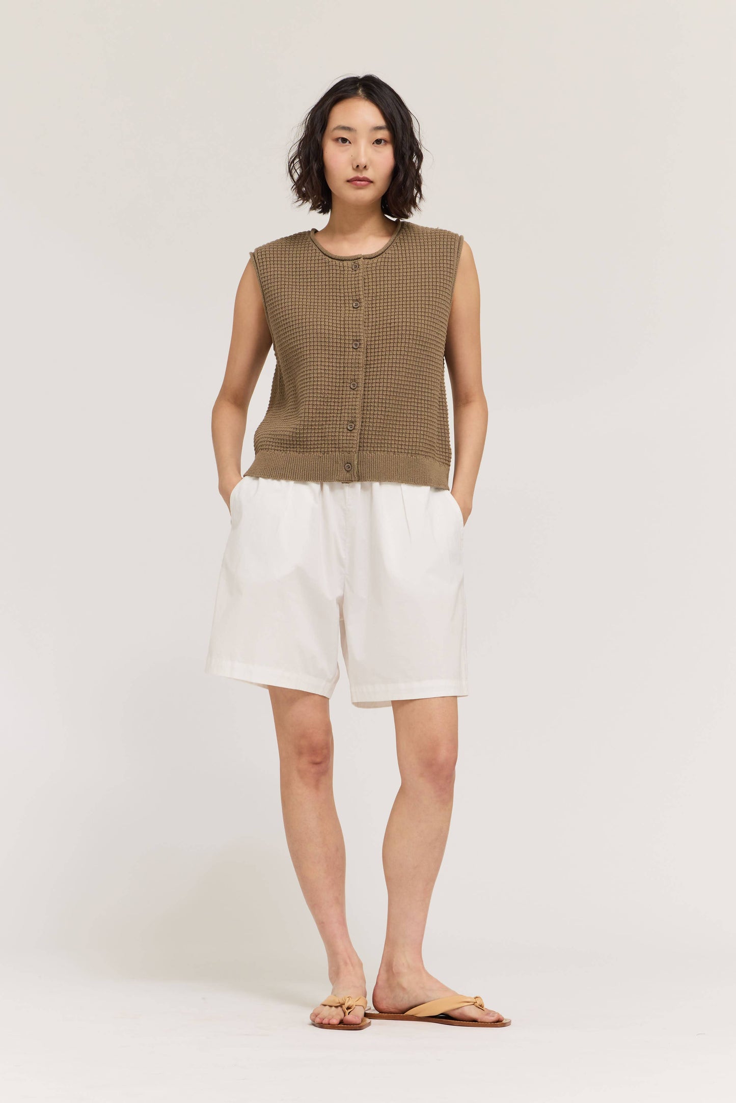 42156 - GILET A MAGLIA CON MOTIVO A QUADRI