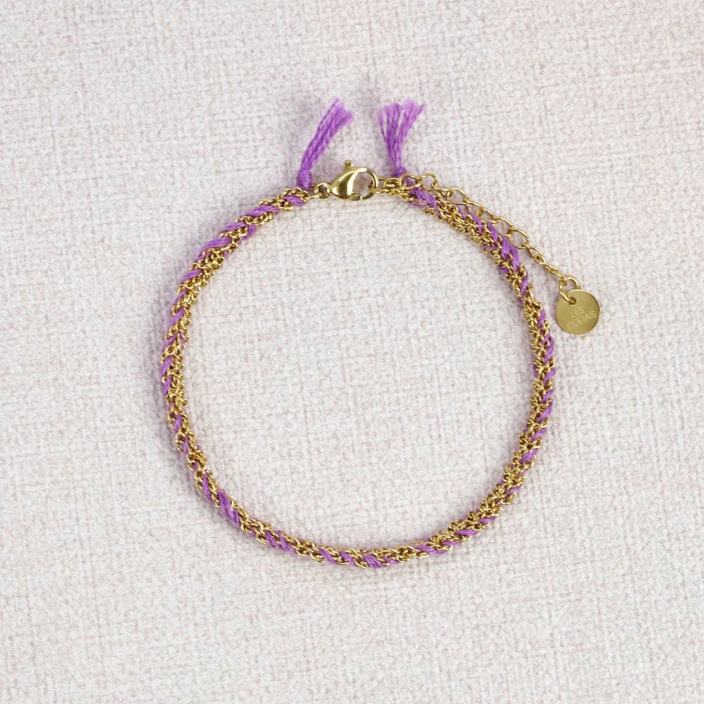 Bracciale Amelle in acciaio intrecciato con fili colorati