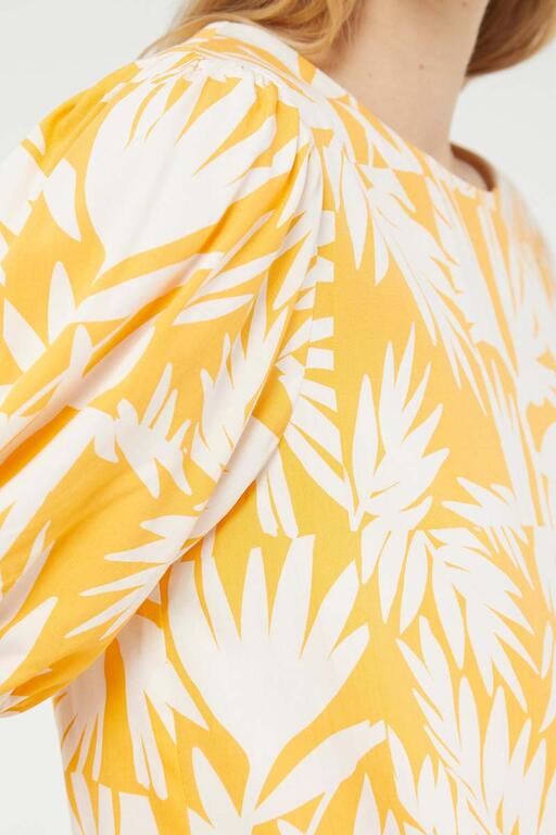 Dress corto tropical leaves print giallo