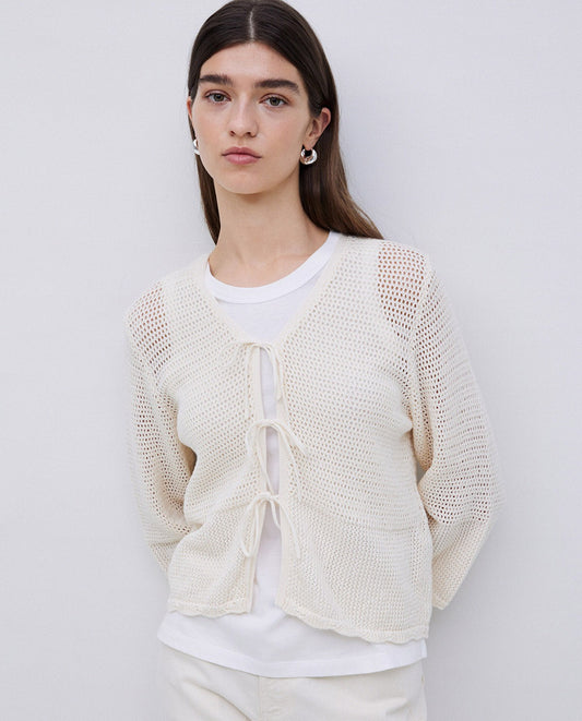 Open work cardigan traforato