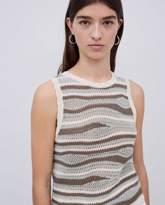 Knitted Top brown e verde