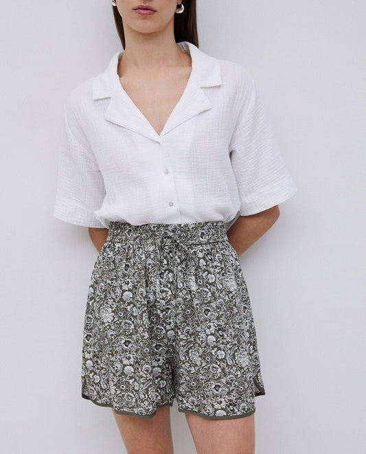 Shorts khaki floreale