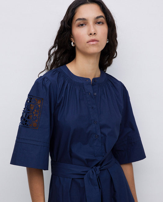 Dress in popeline dark blue