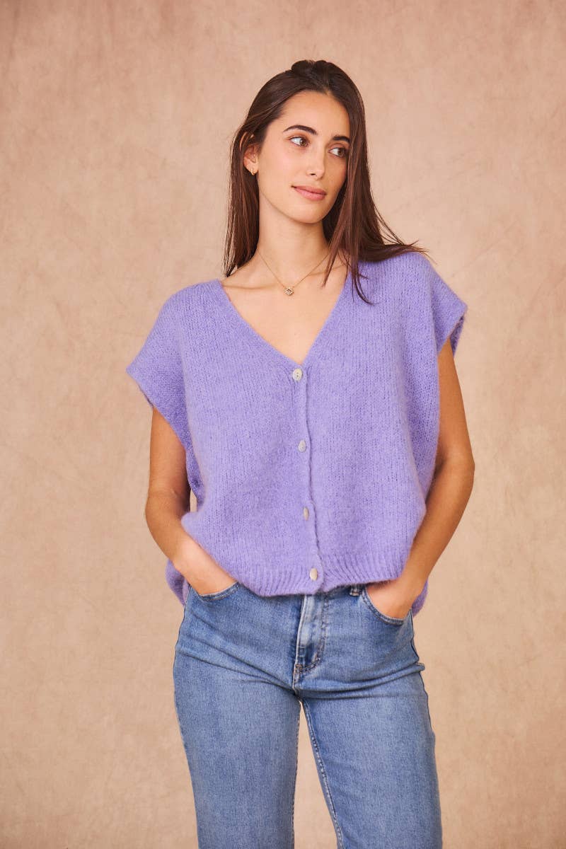 Cardigan Senza Maniche in Kid Mohair