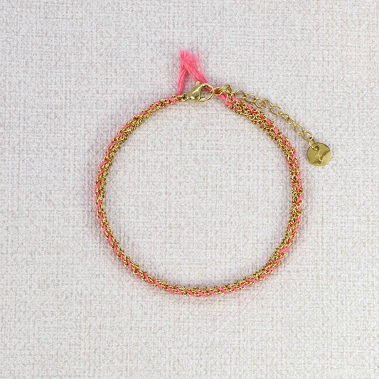 Bracciale Amelle in acciaio intrecciato con fili colorati