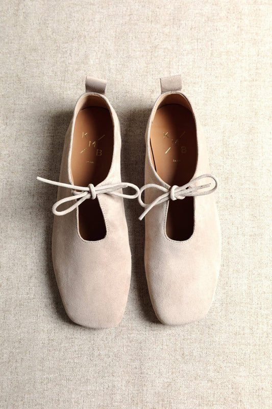Katy beige Ballerine in pelle morbida con fiocco frontale