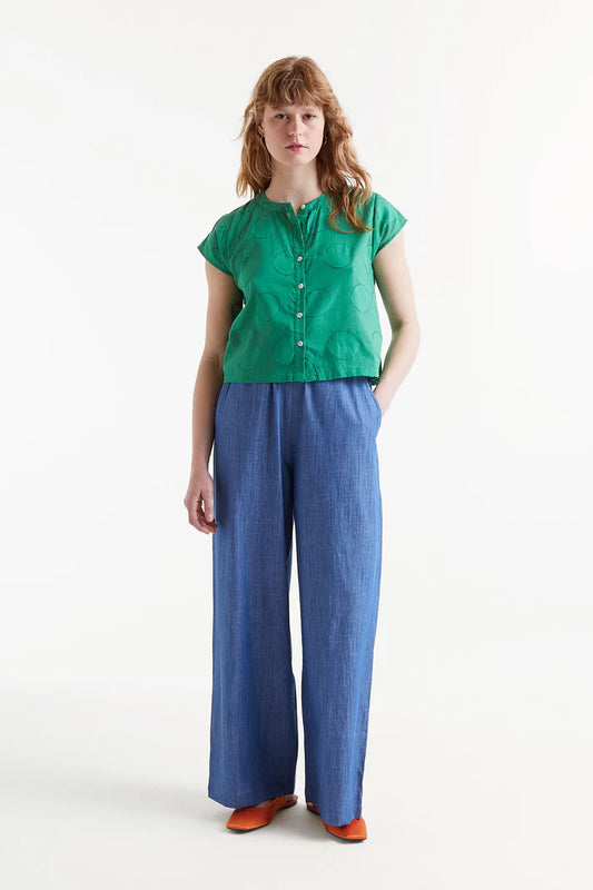 Top jacquard con stampa a cerchio verde