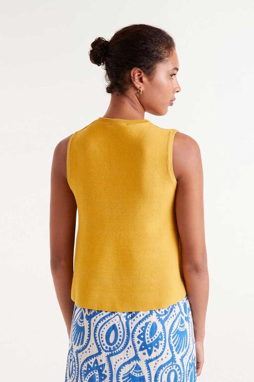 Top svasato in maglia gialla