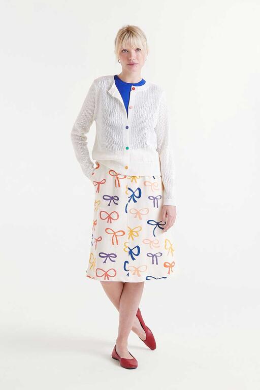 Cardigan bianco in maglia aperta