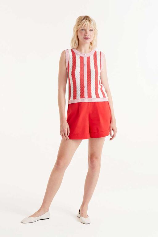 Top in maglia senza maniche a righe rosse
