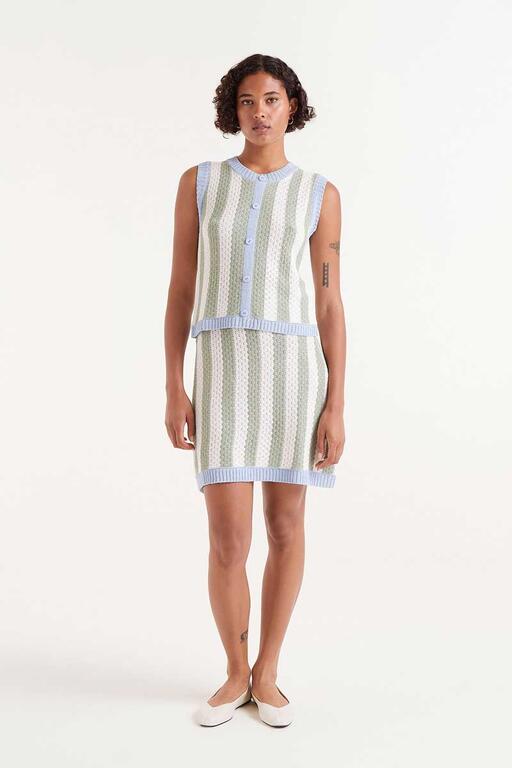 Top in maglia senza maniche a righe verdi